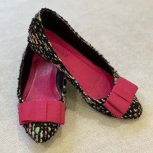 Tweed flats with pink bows